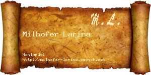 Milhofer Larina névjegykártya